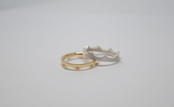bague crown or sertie + argent